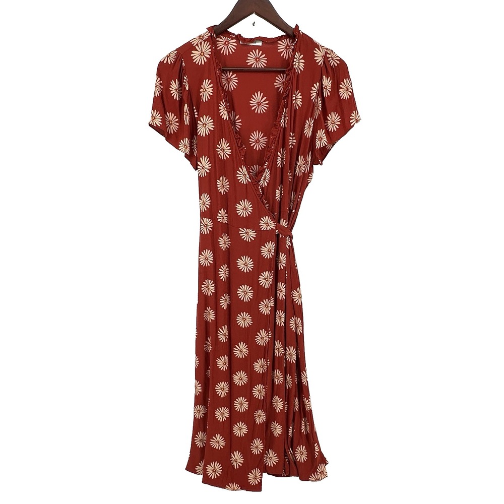 Madewell Ruffle-Edge Wrap Midi Dress in Daisy Daydream Size S Floral Print